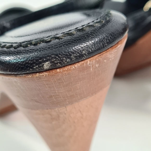 YSL Rive Gauche Black Leather Strappy Sandal Heels Size 37 - Picture 12 of 12